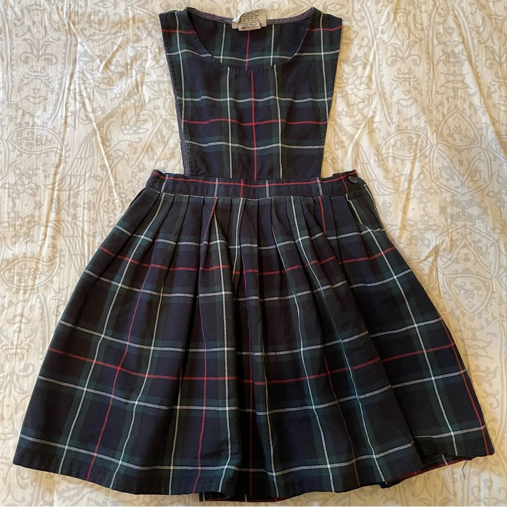 Schoolbelles Girls School Uniform Plaid Jumper Dress Navy Green Catholic